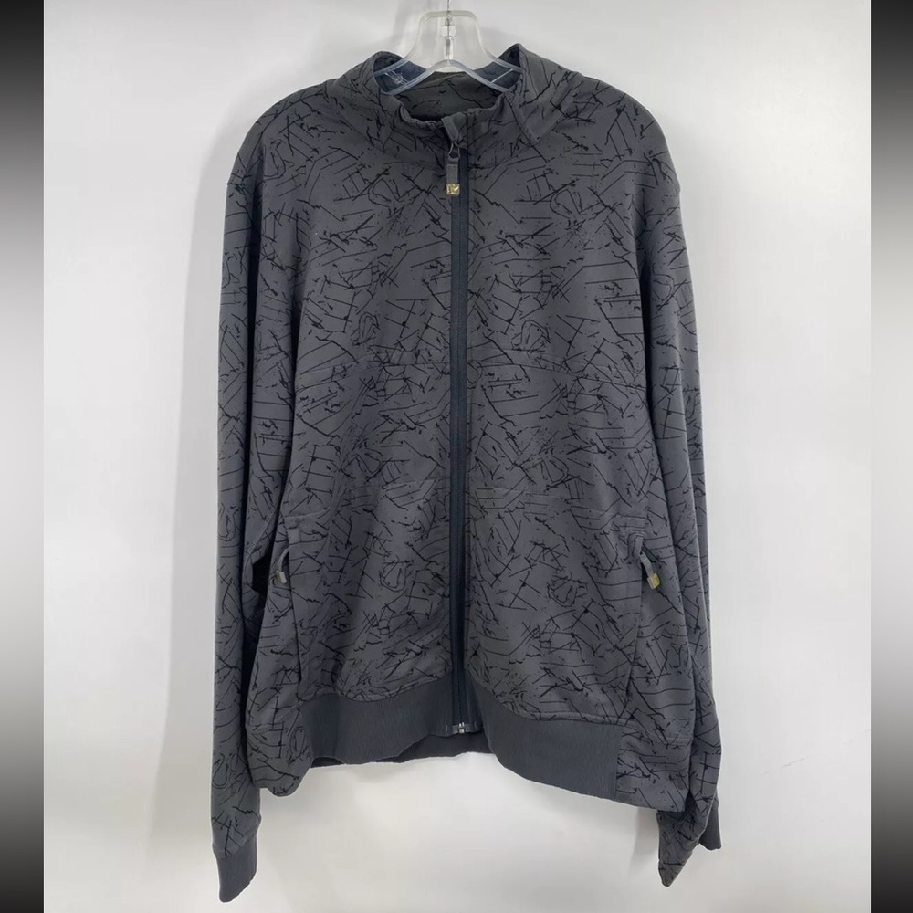 LULULEMON ATHLETICA CANADA MENS FULL ZIP TRAINING JACKET PATTERNED GRAY XL VTG